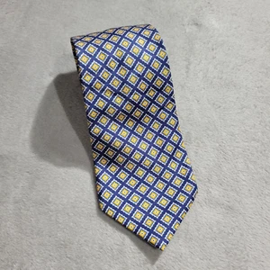 Brooks Brothers Makers  Diamond  Silk Tie Yellow & Blue - Picture 1 of 5