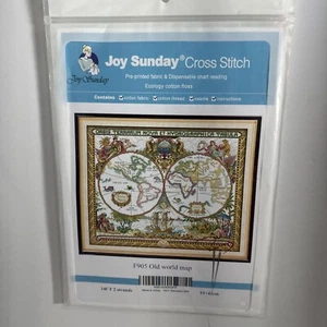 Old World Map Printed Stamped Cross Stitch Kit. Joy Sunday - Picture 1 of 8