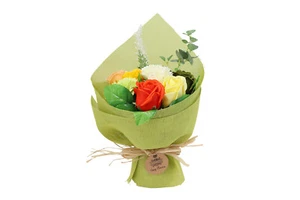Seifenblumenstrauß, Grün/Gelb, Seifenboquet, Blumenstrauß - Bild 1 von 4