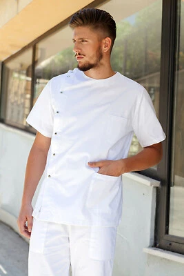 Casacca da lavoro uomo infermiere oss sanitaria medico dentista divisa camice - Immagine 1 di 3