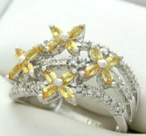 LEVIAN DIAMOND SAPPHIRE FLOWER RING LeVian YELLOW SAPPHIRE DIAMOND RING - Bild 1 von 4