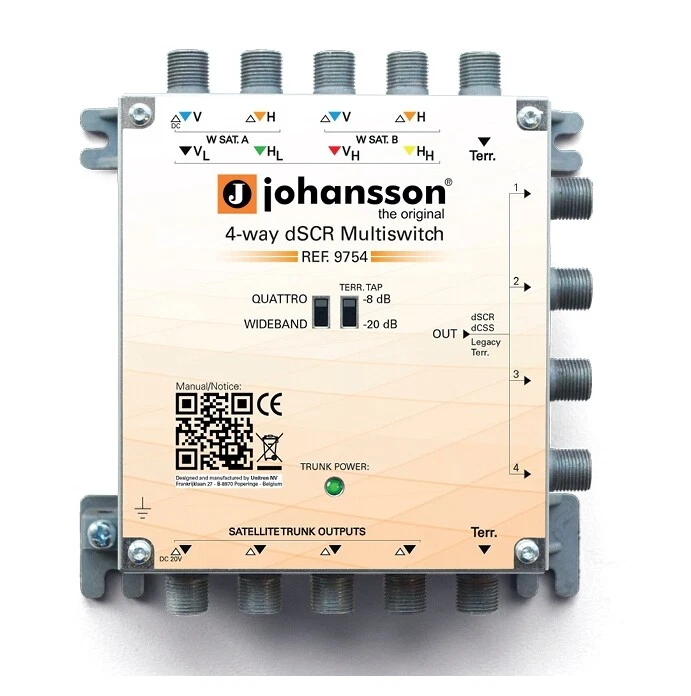 Johansson Multiswitch DCSS/SCR  4 ingressi Sat +Terrestre, 4 uscite sat - Immagine 1 di 1