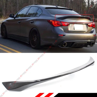 FOR 2014-2024 INFINITI Q50 HIGHKICK CARBON FIBER DUCKBILL TRUNK LID SPOILER WING - Image 1 of 4