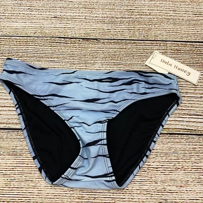 Hula Honey Bikini Bottoms Blue Black Tiger Print Swimsuit [Size Small] NWT - Image 1 of 4