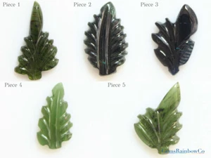 Carved Leaf Tourmaline Gemstone, Tourmaline Leaf Carved Stone, Multi Color - Picture 1 of 16