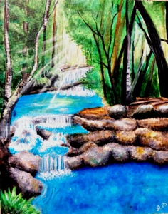 Stream Vibrant Acrylic Canvas Original Painting | Artwork Artist | 16×20" Signed - Picture 1 of 6