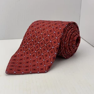 Nautica Jacquard Silk Necktie Men's 3.5" x 58" Red Black Silver Foulard Tie Corp - Picture 1 of 8