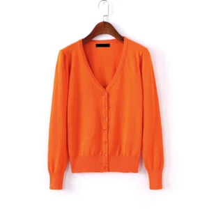 Womens Cardigan Long Sleeve Solid Color Ladies Knitted Top Cardigans Outwear NEW - Picture 1 of 61