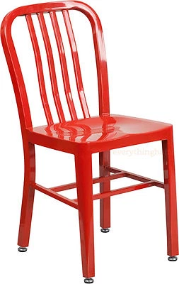 Mid-Century Red 'Navy' Style Dining Chair Cafe Patio Restaurant In-Outdoor - Image 1 of 4
