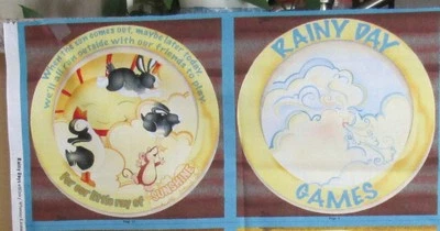 1 件可爱“雨天游戏”棉质柔软书布面板 — 第 1/2 张图片