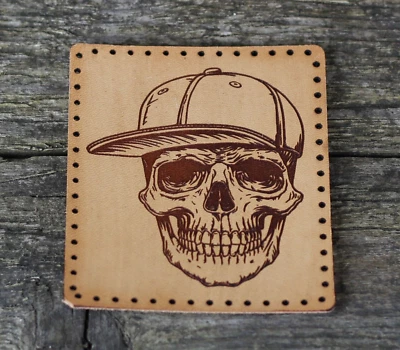 Skull leather patch, Skull sew, Rocker accessories, Motorcycle patches. - Image 1 of 4