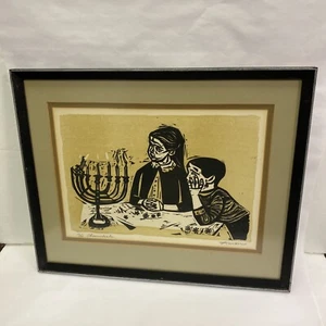 Irving Amen handsigniert 124/200 Original Holzschnitt Chanukka Druck mattiert gerahmt - Bild 1 von 14