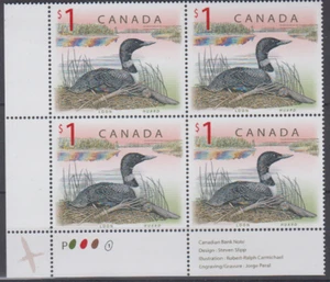 CANADA 1988 BIRDS/LOONS PLATE BLOCK LL SC1687 MNH - Picture 1 of 1