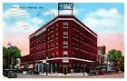 Portage WI Wisconsin Hotel Raulf Street View Wysłana 1941 Lniana pocztówka