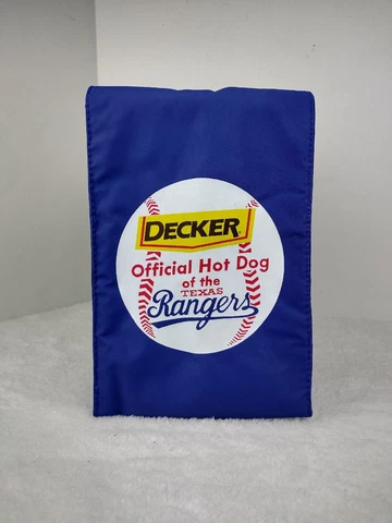 VTG 90s SGA MLB Texas Rangers Decker Hot Dog Lunch Box Vinyl Bag 12"x6" RARE Cover