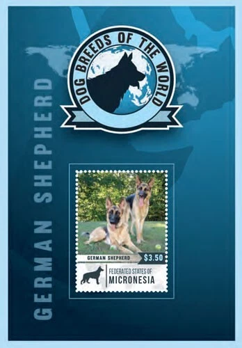 Micronesia 2014 - Perros pastores alemanes - Hoja de estampillas de recuerdo Scott #1047 - MNH Foto 1 de 1
