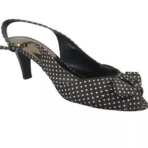 Women's Etienne Aigner Vivica Brown Fabric Slingback Open Toe Heels Shoes 7.5M - Picture 1 of 7