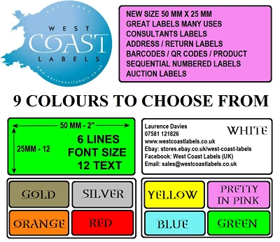 THE LABEL BOX Personalisierte bedruckte klebrige Adressetiketten Aufkleber Berater 50 x 25 mm