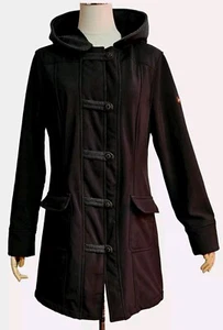 WELLENSTEYN VTG Original Black Long Softshell Jacket on Fleece with a Hood M - Picture 1 of 14