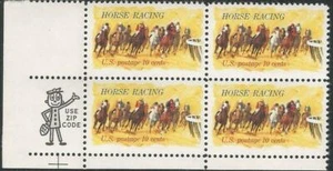 Zip Block of 4 stamps - Scott 1528 - 10 cent - Horse Racing - 1974 - MNH - Picture 1 of 1