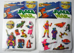 2X RARE VINTAGE 80'S SPACE WAR PUFFY STICKER SHEETS STAR WARS HONG KONG NEW ! - Picture 1 of 5