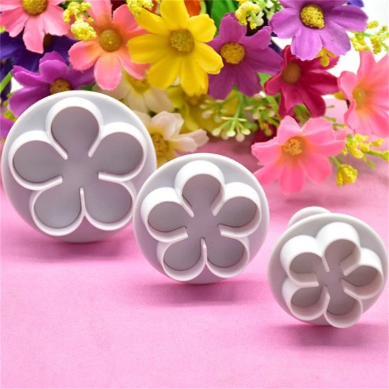 3Pcs Flower Plunger Cookie Cutter DIY Blossom Flower Cake Fondant Cake M`mx-wl - Image 1 of 4