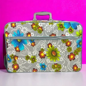 60s Bantam Flower Power Travelware Bright Groovy Vintage Suitcase Lock w/ Keys - Picture 1 of 9