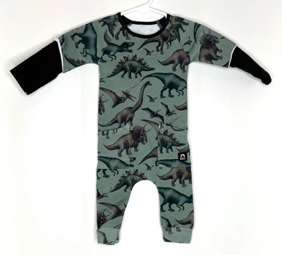 RAGS Size 3-6 Months Boys Green Dinosaur Print Pull On Long sleeve romper - Image 1 of 4