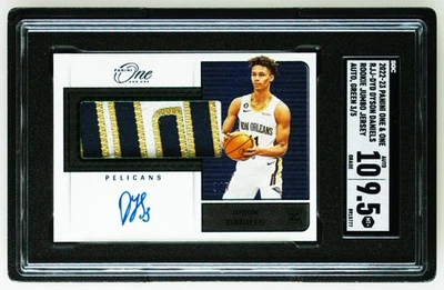 2022-23 Panini One & One Dyson Daniels Rookie Jumbo Jersey Auto Green /5 GEM MT  - Image 1 of 2