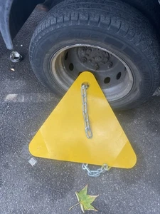 Wheel Clamp + Chain DVLA TFL Hardened Yellow Triangle Heavy Duty Bailiff  Clamp - Picture 1 of 5