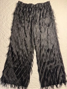 H&M Edition Womens Pants Black Fringe Wide Leg Holiday Party Wear Size XL NWT - Picture 1 of 11