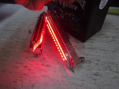 CUSTOM MULTI-FIT PAIR of USED 4-WIRE OBLONG LIGHT W/LINE/LED HARLEYS CUSTOMS - Image 1 of 4