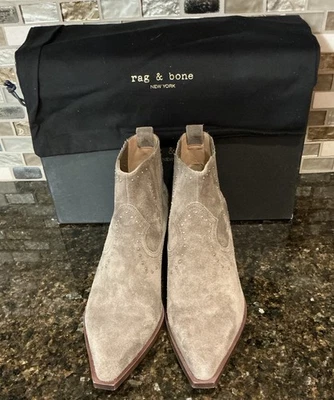 Bota Rag & Bone Westin Gamuza Tachonada Talla 39.5/9.5 Punta Punta Punta Tacón Bajo Foto 1 de 4