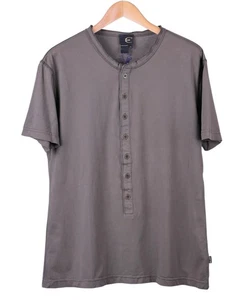 Just Cavalli dunkelgrün braun Baumwolle tiefe Knopfleiste Henley Grafik Tee T-Shirt XL - Bild 1 von 9