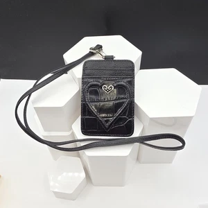 Brighton Black Leather Badge ID Holder Card Case Mini Wallet w/ 15" Strap - Picture 1 of 6