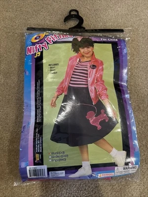 NIFTY CHICAS CINCUENTA DISFRAZ HALLOWEEN PEQUEÑO 4-6 CALCETÍN HOP CANICHE FALDA CHAQUETA NUEVO Foto 1 de 2