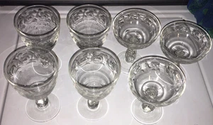7 Heisey Moonglo 5" groß Sherbert & 6" klar geätzt 5er Set Kristallgläser - Bild 1 von 6