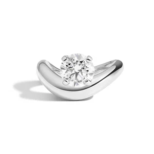 Anillo de boda para mujer con montura redonda semi montura platino liso 950 tallas 5 6 7 - Imagen 1 de 9