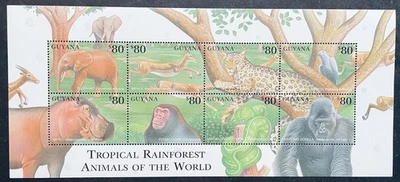 GUYANA ANIMALES SALVAJES DE SELVAS TROPICALES SELLOS 2001 MNH VIDA SILVESTRE HIPOPÓTAMO 1 Foto 1 de 2