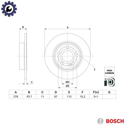 2x BRAKE DISC 0 986 479 H60 FOR MERCEDES-BENZ B-CLASS/Sports/Tourer A-CLASS 1.3L - Image 1 of 4