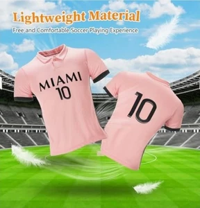 Soccer/Footbal Jersey Set, Outdoor, Pink w/Black #10 Miami Size  22 Eu (8-9yr) - Picture 1 of 1