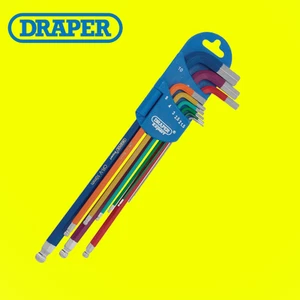 Draper 66134 Metric Coloured Extra Long Hex. and Ball End Key Set (9 Piece) - Picture 1 of 5