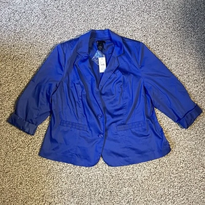 NWT Lane Bryant Womens Blazer Jacket Plus Size 18 Blue Cotton Office Workwear - Image 1 of 4