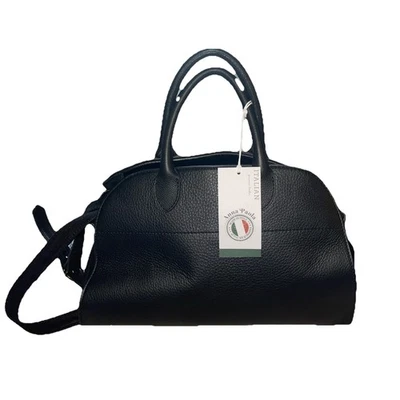 Bolso de Mano Anna Paola RIVA Viral Negro Guijarro Cuero Y Gamuza ¡NUEVO CON ETIQUETAS!!! Foto 1 de 4