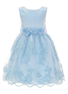 NEW Bonnie Jean Girls Size 10 "BLUE SEQUIN EMBROIDERED" Rosette Easter Dress NWT - Image 1 of 3