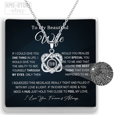 Collar A Mi Esposa Proyección Te Amo Colgante Regalo de Marido a Mejor Esposa Foto 1 de 4