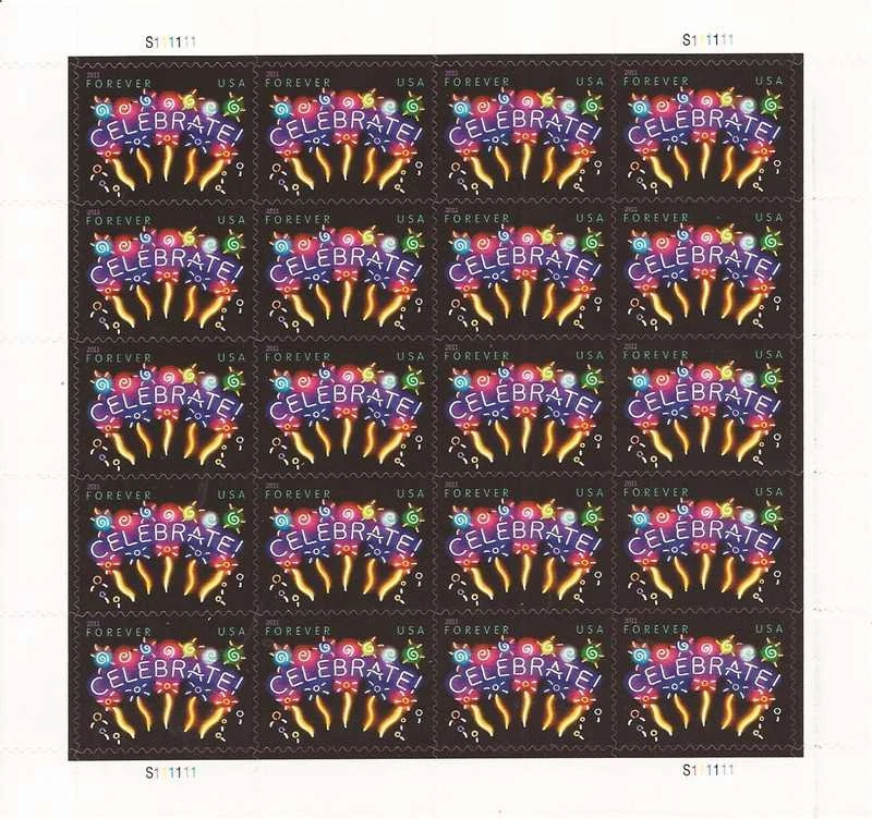 US Stamp - 2011 Celebrate - 20 Forever Stamp Sheet - Scott #4502 - Image 1 of 1