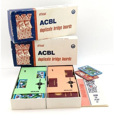 Vintage ACBL Duplicate Bridge Boards Green Orange 1-4 - Image 1 of 4