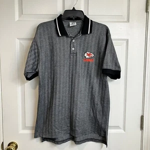 Vintage 90s Kansas City Chiefs Polo Men’s Size L Gray Chevron Football NFL - Picture 1 of 10