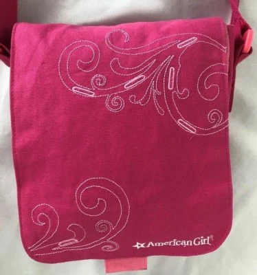 Cartera rosa 7X9" algodón AMERICAN GIRL con asa ajustable de 24" Foto 1 de 4